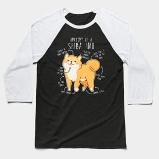 Shiba Inu Dog Anatomy Baseball T-Shirt